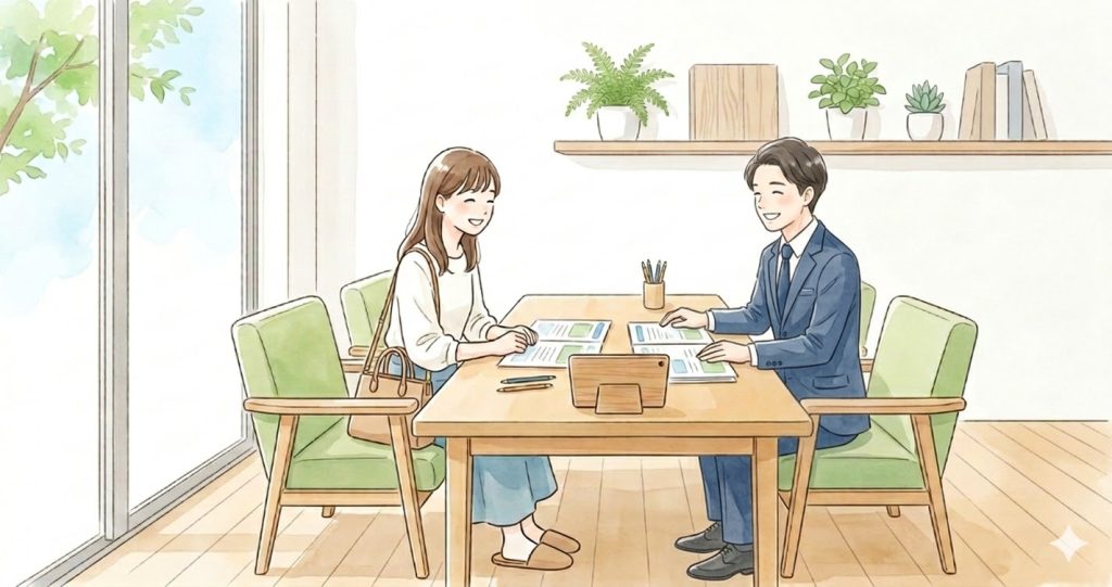 入居者との打ち合わせ風景